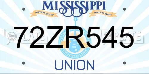 72ZR545 Mississippi License Plate