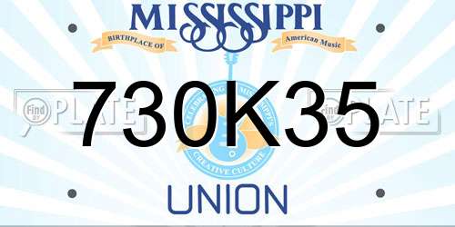 730K35 Mississippi License Plate