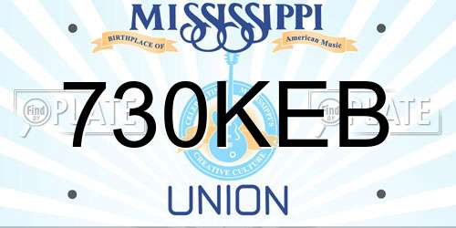 730KEB Mississippi License Plate