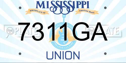 7311GA Mississippi License Plate