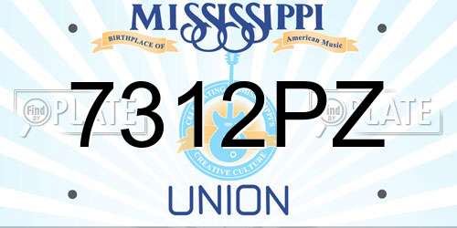 7312PZ Mississippi License Plate