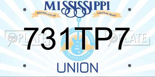 731TP7 Mississippi License Plate