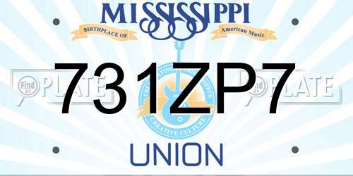 731ZP7 Mississippi License Plate