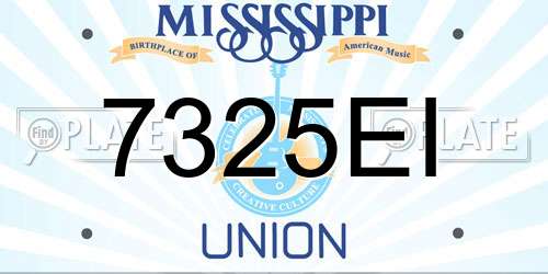 7325EI Mississippi License Plate