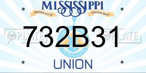 732B31 Mississippi License Plate