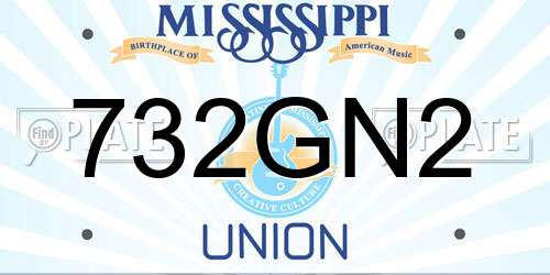 732GN2 Mississippi License Plate