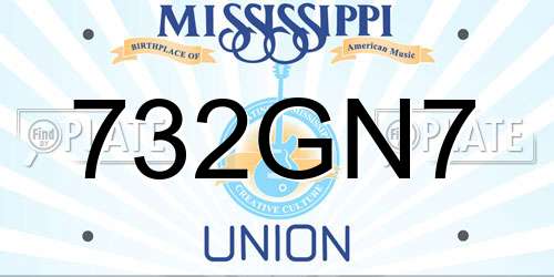732GN7 Mississippi License Plate