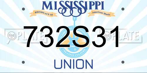 732S31 Mississippi License Plate