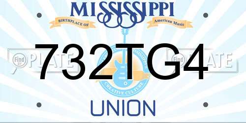 732TG4 Mississippi License Plate