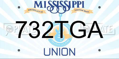 732TGA Mississippi License Plate