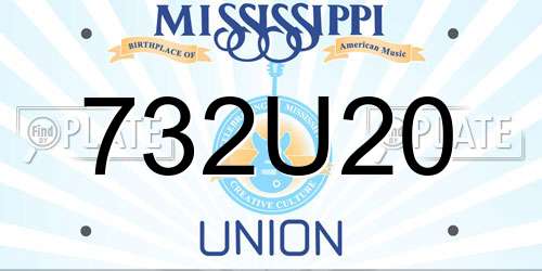732U20 Mississippi License Plate