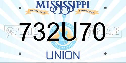 732U70 Mississippi License Plate