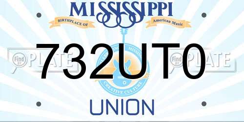 732UT0 Mississippi License Plate