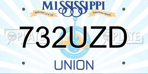 732UZD Mississippi License Plate