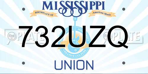 732UZQ Mississippi License Plate