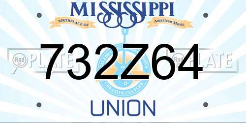 732Z64 Mississippi License Plate