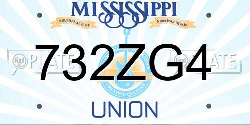 732ZG4 Mississippi License Plate