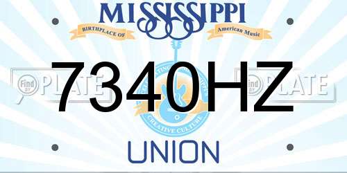 7340HZ Mississippi License Plate
