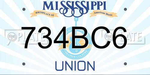 734BC6 Mississippi License Plate