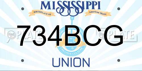 734BCG Mississippi License Plate