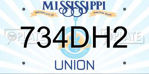 734DH2 Mississippi License Plate