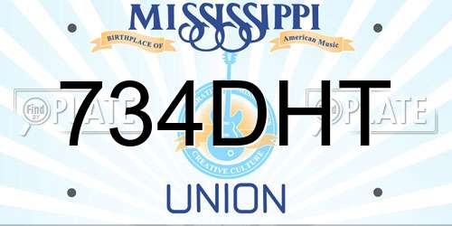 734DHT Mississippi License Plate