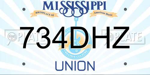734DHZ Mississippi License Plate