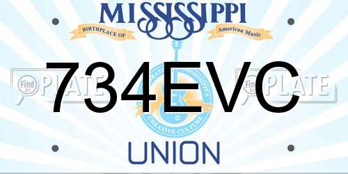 734EVC Mississippi License Plate