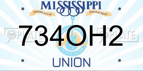 734OH2 Mississippi License Plate