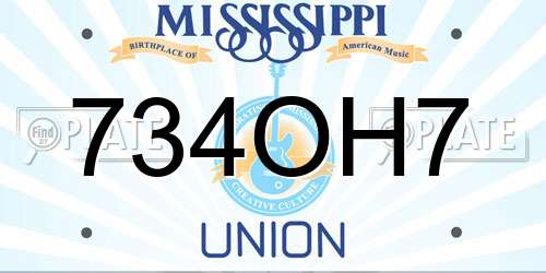 734OH7 Mississippi License Plate