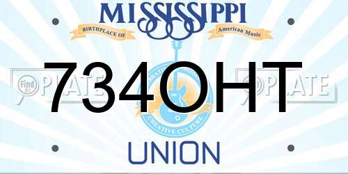734OHT Mississippi License Plate