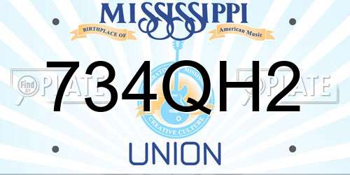 734QH2 Mississippi License Plate