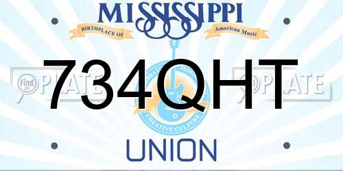 734QHT Mississippi License Plate
