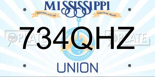 734QHZ Mississippi License Plate