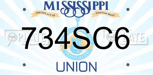 734SC6 Mississippi License Plate