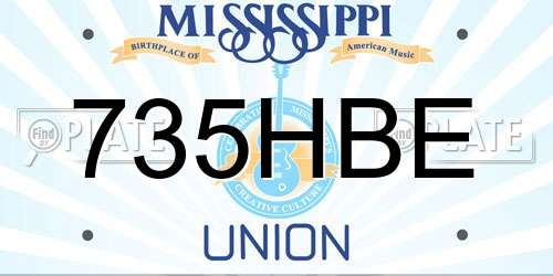 735HBE Mississippi License Plate