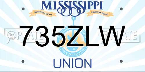 735ZLW Mississippi License Plate