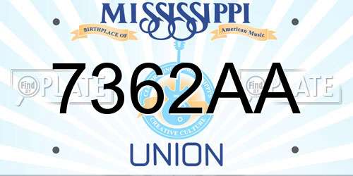 7362AA Mississippi License Plate