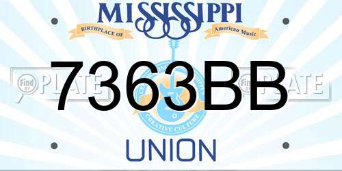 7363BB Mississippi License Plate