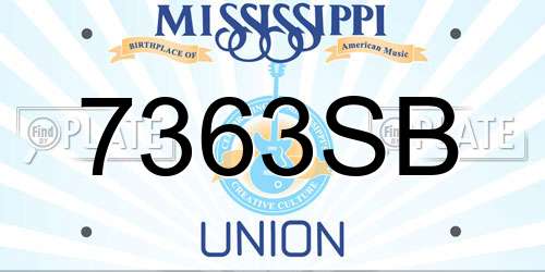 7363SB Mississippi License Plate