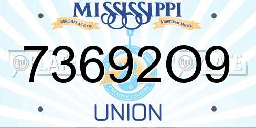 73692O9 Mississippi License Plate