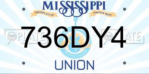 736DY4 Mississippi License Plate