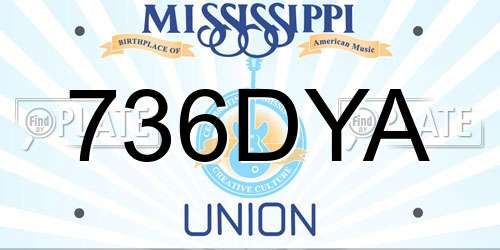 736DYA Mississippi License Plate