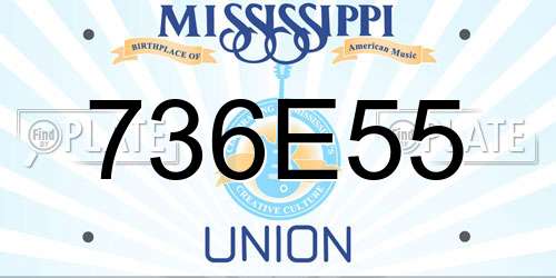 736E55 Mississippi License Plate