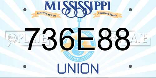 736E88 Mississippi License Plate