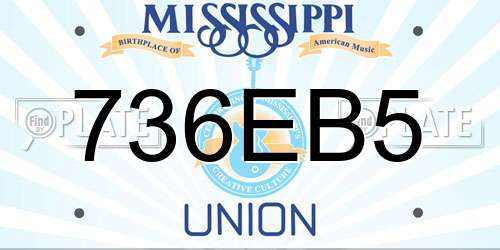 736EB5 Mississippi License Plate