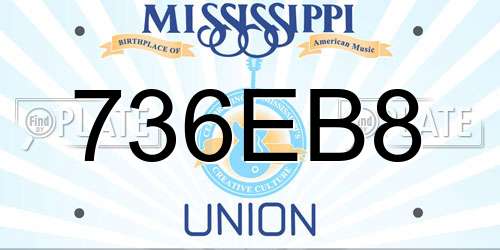 736EB8 Mississippi License Plate