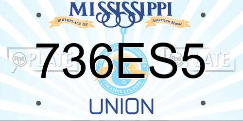 736ES5 Mississippi License Plate