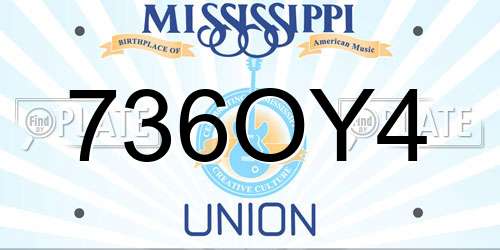 736OY4 Mississippi License Plate