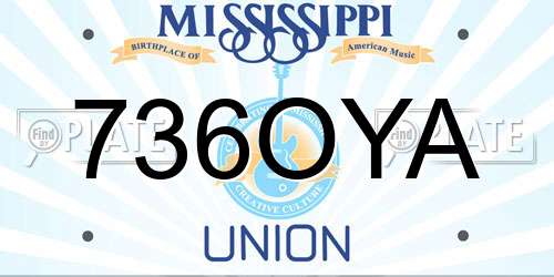 736OYA Mississippi License Plate